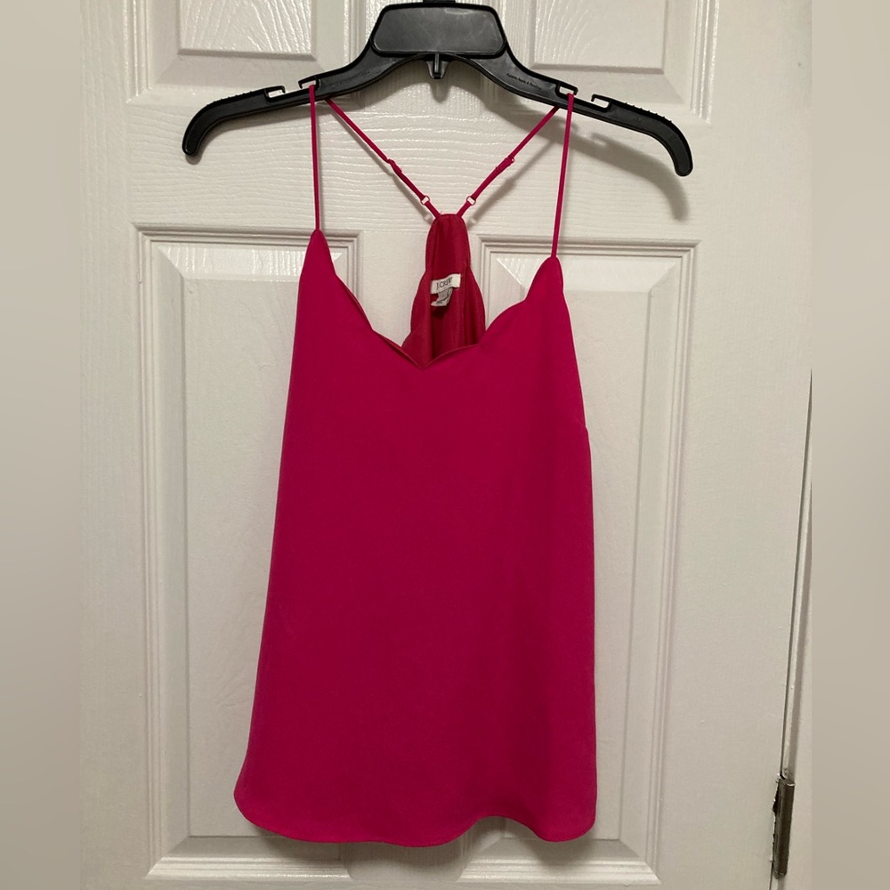 •J Crew Hot Pink Scalloped Camisole Size 2 Spaghetti Strap Top #B